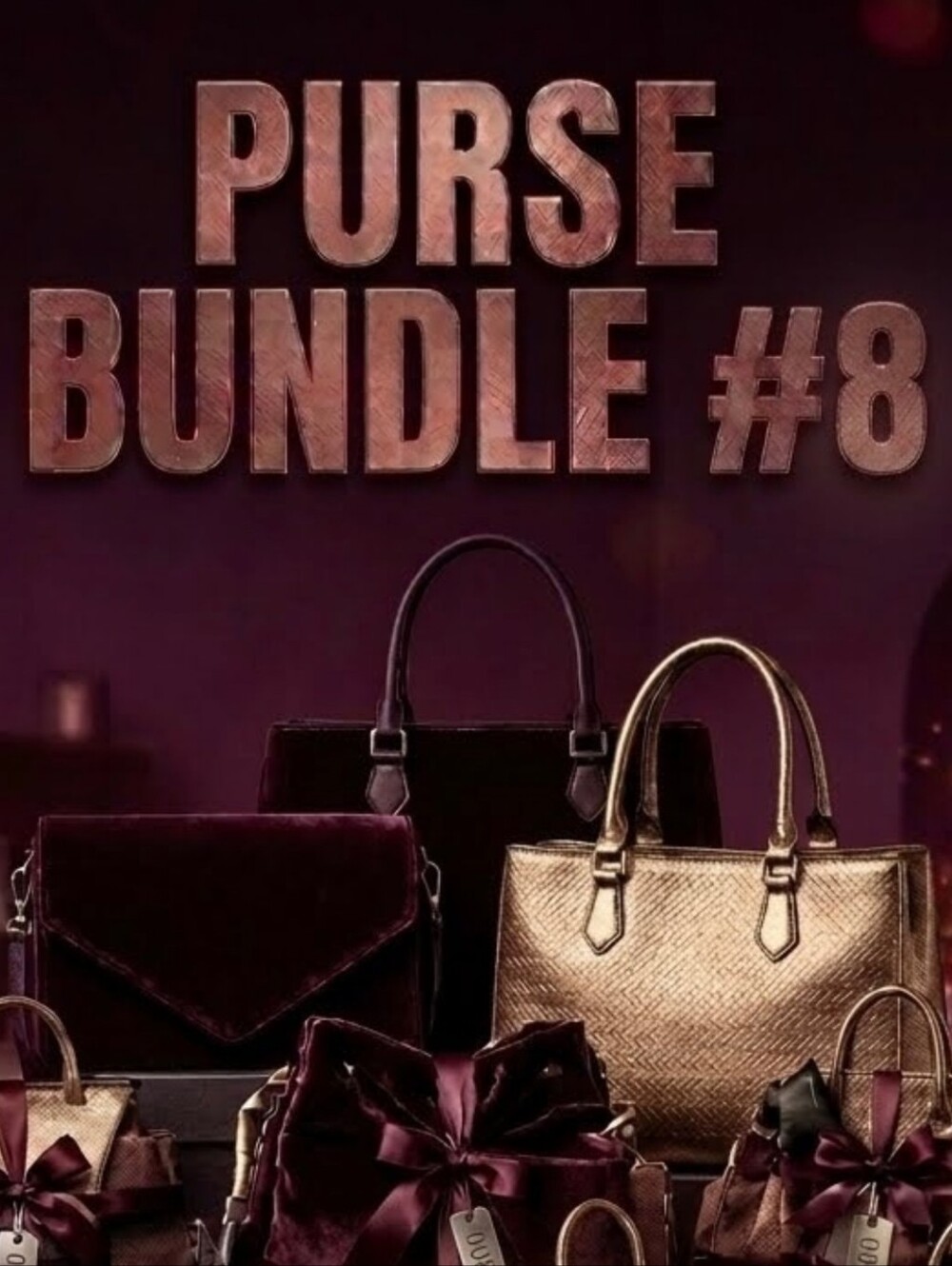 Women’s Purse Bundle #8 — Gold and Deep Burgundy Handbags